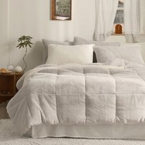 [파르페 바이 알레르망] 머랭 극세사 차렵이불 베개세트 (연그레이) S/SS, S(SS) 차렵이불단품