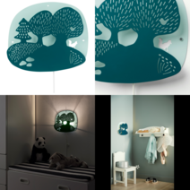 이케아 어린이 조명 DUGGREGN 두그렝 LED벽부착등 숲 다크터쿼이즈/라이트터쿼이즈