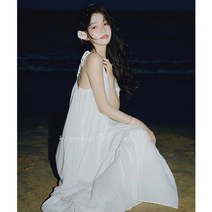 백리스 끈나시 쉬폰 프릴 캉캉 민소매 롱원피스