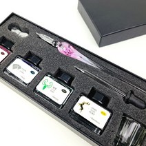 [펜+4색잉크 풀세트] 라떼라떼 글라스펜 글래스펜 유리펜 캘리그라피 시리즈4 : 꽃, 03. 초록꽃 (+잉크4 포함 풀 세트)