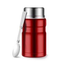 수입 온도 보온병 텀블러 죽통 마호병 업소용 에코베슬 진공 오래가는 750ml 대용량 스틸 항아리 도시락 식품 수프 용기 식품 플라스크 무료 스푼, 빨간색