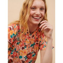 Uniqlo 유니클로 꼼뜨와 데 꼬또니에 화사한 부드러운 플라워 반팔 블라우스