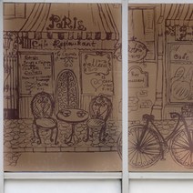 뭉키데코 실사 파는곳 사무실 불투명 창 문 _빈티까페 시트 출력 제작 썬팅 8W8F4543, 1개