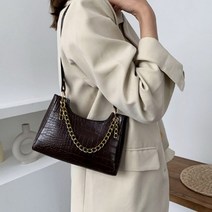 여성 파이톤패던 포인트 체인 손잡이 미니 숄더백