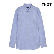 TNGT 블루 체크 면혼방 긴팔캐주얼셔츠
