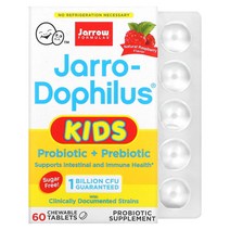 프로바이오틱 Jarro Dophilus Kids Probiotic Prebiotic Sugar Free Raspberry 1 Billion CFU 60 츄어블 타블렛