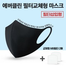[필터삽입형] 에버클린 필터교체 마스크 블랙, 1팩, 1개