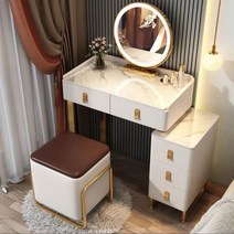 남쪽나무 원목화장대 조명 서랍 거울 고급 화장대 메이크업 테이블, 70CM, 화장대+캐비닛+거울+의자B, 화이트