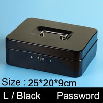 가정용 금고 금속 상자 돈 저장 휴대용 보안 안전 암호 잠금 보석 가정 학교 사무실 아이 선물, 04 Black L