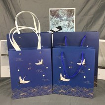선물포장봉투 버들못 선물파우치 종이봉투 드렌드 복장 쇼핑 정월 대보름날 밤 가족 답례했다 포장가방 1433298066, 1가방12개코란브라운25롱21두꺼운10다크블루사진색번호, 버들못 하드 끈