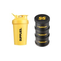 서플라이스 클래식 미니 헬스 쉐이커 보틀 400ml + 필박스, 옐로우