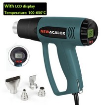 힛건 힛툴 열풍기 히팅건 NEWACALOX EU 플러그 산업용 전기 공기 총 2000W 220VThermoregulator LCD 히트 건 수축 포장 열 히터 노즐, Green with LCD