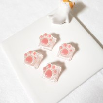 냥티스트 고양이 키보드 키캡 발바닥 레진키캡, 투명핑크젤리, 4개입(3 1)