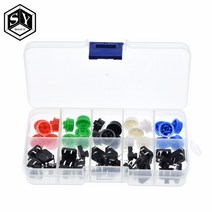 촉각 푸시 버튼 스위치 순간 12x12x7.3MM 마이크로 스위치 버튼 + Arduino 스위치용 택트 캡 (5 색) 25 개 전자 부품 액세서리 소스