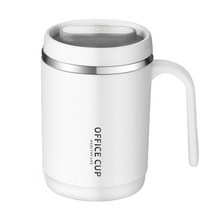 LUCKOU 머그컵 500ml 2중스텐컵 커피잔 뚜껑머그컵, 흰색
