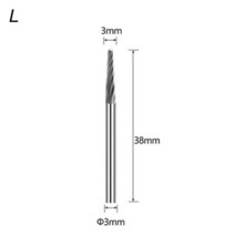 3x3mm 금속 드로잉 텅스텐 카바이드 밀링 커터 로터리 도구 버 CNC 조각 연마 가공, 19 single  L