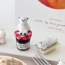백곰 세라믹 수저받침 젓가락받침 도자기 수저받침대 4P세트, 누운곰2P+앉은곰2P