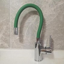 [두빛나래몰] 수입 수전 세면 고급 디자인 수도꼭지 고급진 주방 1홀 2홀 세면 착 색 실리카겔 코 모든 방향 회전 수 꼭지 냉온수, 초록