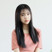 칼단발 머리 추천! U자 패션 고열사 반가발 매직 스트레이트컬 긴생머리, 블랙