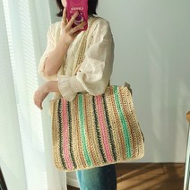핸드메이드 포토 비치백 토트 숄더 여성가방 왕골가방 편가방