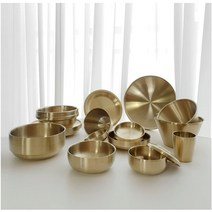 [쿠커스 판다] 한쿡스 티타늄 식기세트 (골드 무광) 스텐 접시 스탠 그릇 (합식기 면기 탕기 반찬기 원형접시 고기접시 밥그릇 수저 물컵) 한정식기 한식기 [대량/각인 별도문의], 7) 이중 복사라 27cm