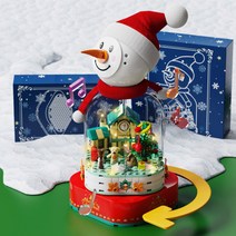셈보블럭 레고 크리스마스 트리 오르골 선물 LED 장식, 크리스마스 스피닝 캐빈