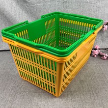 [박스] 쇼핑 바구니 노랑 대 44개 AA 플라스틱 시장 마트 편의점 장바구니, 쇼핑바구니 노랑 대 44개 (009418)