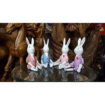 [소품팩토리] 윤식당 빈티지 목각토끼인형 S싸이즈(앉은키20cm) 낱개판매, 인디언핑크