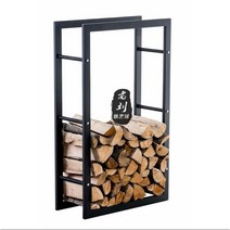 장작 거치대 보관 대 스탠드 장작보관함 야외 캠핑장, 블랙- 벽난로 장작 보관함