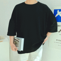 이브컴퍼니 박스 오버핏 망토 7부 여름 빅사이즈 반팔티셔츠 (813)