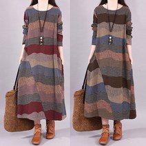 가을 긴팔 무드 치마 여성 빅사이즈 패턴 겨울 롱 원피스 여름 은창]어텀 롱원피스 루즈핏 돌잔치엄마 베