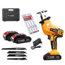 FENGMI 무선 왕복 전기톱 충전식 전동 컷소 다용도 컷쏘 미니 직소 목재 금속 절단 다목적 톱날포함 21V 배터리+충전기 풀세트, 배터리 2개 세트+컷쏘톱날 10개(1세트)