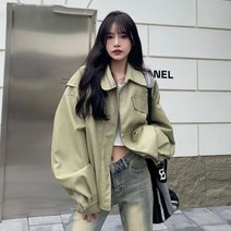 여성 가을 자켓 빈티지 루즈핏 가죽 코트 오버핏 PU 가죽 재킷 캐주얼 상의 아우터