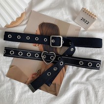 DFMEI 캔버스 벨트 여남 밴드 블랙 패션 장식과 시크 벨트 여 청바지 코디 ins풍