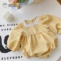 [당일발송]베스더스 유아 여아 아기 옐로우 체크 봄 원피스 슈트 보넷 세트 백일 돌 애기 옷