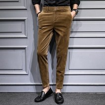 코듀로이 팬츠 남성 바지 남자 골덴 플리츠 와이드 기모 밴딩 비즈니스 정장 슬림 피트 따뜻한 캐주얼 영국 바람 신랑 드레스 유지
