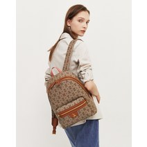 21FW [populet]브라운 로고패턴 가죽 백팩 WIBA1F047W2