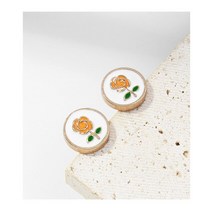 빈티지 단추 수입 고급 미니 12mm 레드 로즈 꽃 에나멜 금속 DIY 바느질 셔츠 커프 칼라 액세서리, [02] 12MM 5pcs, [02] orange