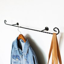 코코디피 염소 엔틱 꽈배기 벽행거 벽면 고정 부착 철사 옷가게 철제 행거 옷걸이 헹거, 흰색