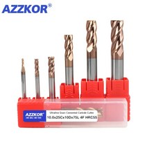 밀링 커터 합금 코팅 텅스텐 강철 도구 cnc maching hrc55 endmill azzkor 탑 밀링 커터 키트 밀링 머신 도구, 10개, 20.0mmx100l