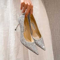여성 골드 실버 스틸레토 메탈굽 펄스톤 글리터 스카핀 펌프스 구두 하이힐 8.5cm