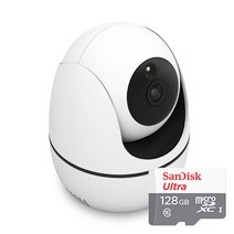 300만화소 실내 아기 보호 관찰 360도 회전형 베이비 와이파이 무선CCTV 홈카메라 CCTV, IPTIME C300+Micro SD 128GB