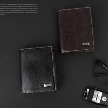 직장인 지폐 지퍼 내장형 스티치 중지갑 고급디자인