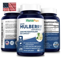 미국 NusaPure White Mulberry Leaf 2500mg 200캡슐 뽕잎 누사퓨어 추출물 고함량 흰뽕나무잎 오디 직구 고함량