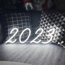 네온간판 LED 네온 사인 벽걸이 방 장식 2023 숫자 조명 재미있는 홈 스토어 게임방 벽 선물, 01 40X14.5 CM_09 yellow