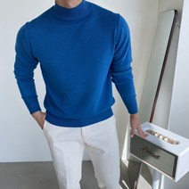 빠델(간빠레) 남자 부드러운 캐시라이크 스판 반폴라 니트