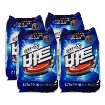 LOO068910코스트세탁세제2.7kg 일반용 세탁세제 CJ 파우치 4개입 비트 라이온 운동복세제 캡슐, 1