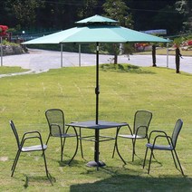 가구로드 사각망80/120 세트 2인 4인 야외테이블세트 카페 테라스 펜션 리조트 테이블 의자 세트, 사각망80 4인세트-알루미늄파라솔270-아이보리