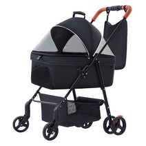 고양이이동장 고양이캐리어 Lightweight Dog Cart Foldable Detachable Pet for Small and Bearing 20kg, 01 Black