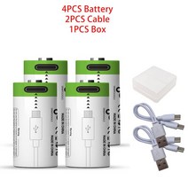손난로3.7V CR123A 700mAh 충전식 배터리 CR17345 16340 레이저 펜용 LED 손전등 셀 USB c타입 케이블, 03 4PCS